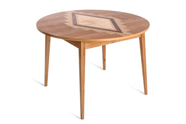 WOOD&PAPPER-01 STÓŁ rozkładany OKRĄGŁY PUZZLE II KILIM