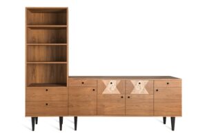 komplet komoda Puzzle regal Solo teak KOMPLET - Regał z szufladami Solo + komoda Puzzle